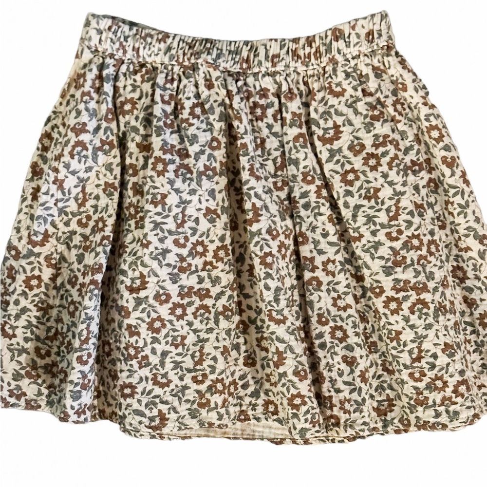 Rylee + Cru Brown Floral Skater Skirt